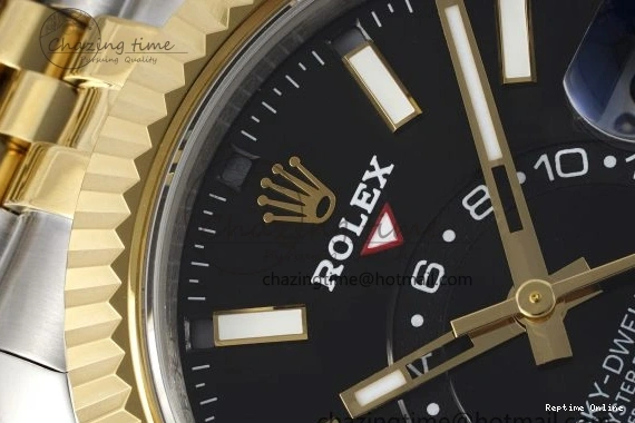 0502 Skydweller SS YG Noob Best Edition Black Dial on SS YG Jubilee Bracelet A23J Efficient 2122